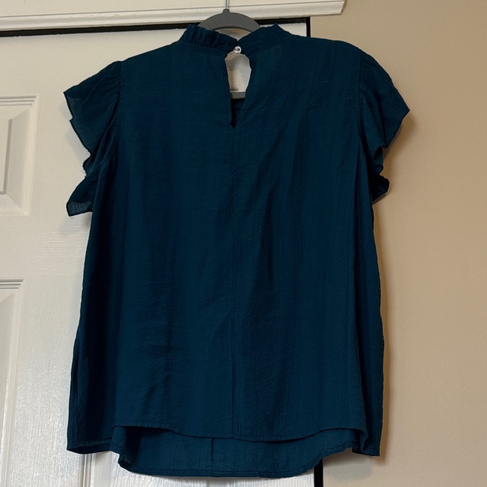 SHEIN Dark Teal Ruffle Sleeve Blouse - Picture 7 of 7